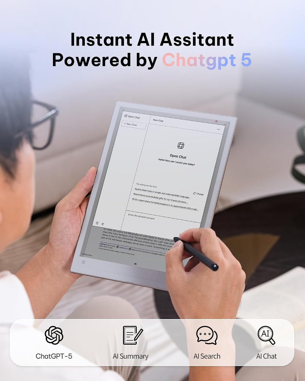 iFLYTEK AINOTE 2 Paper Tablet, 10.65' Electronic Notebook with Pen, 4.2mm Ultrathin Note Taking Tablet Powered by ChatGPT, 15-Language Transcription Support, Google Play Compatible