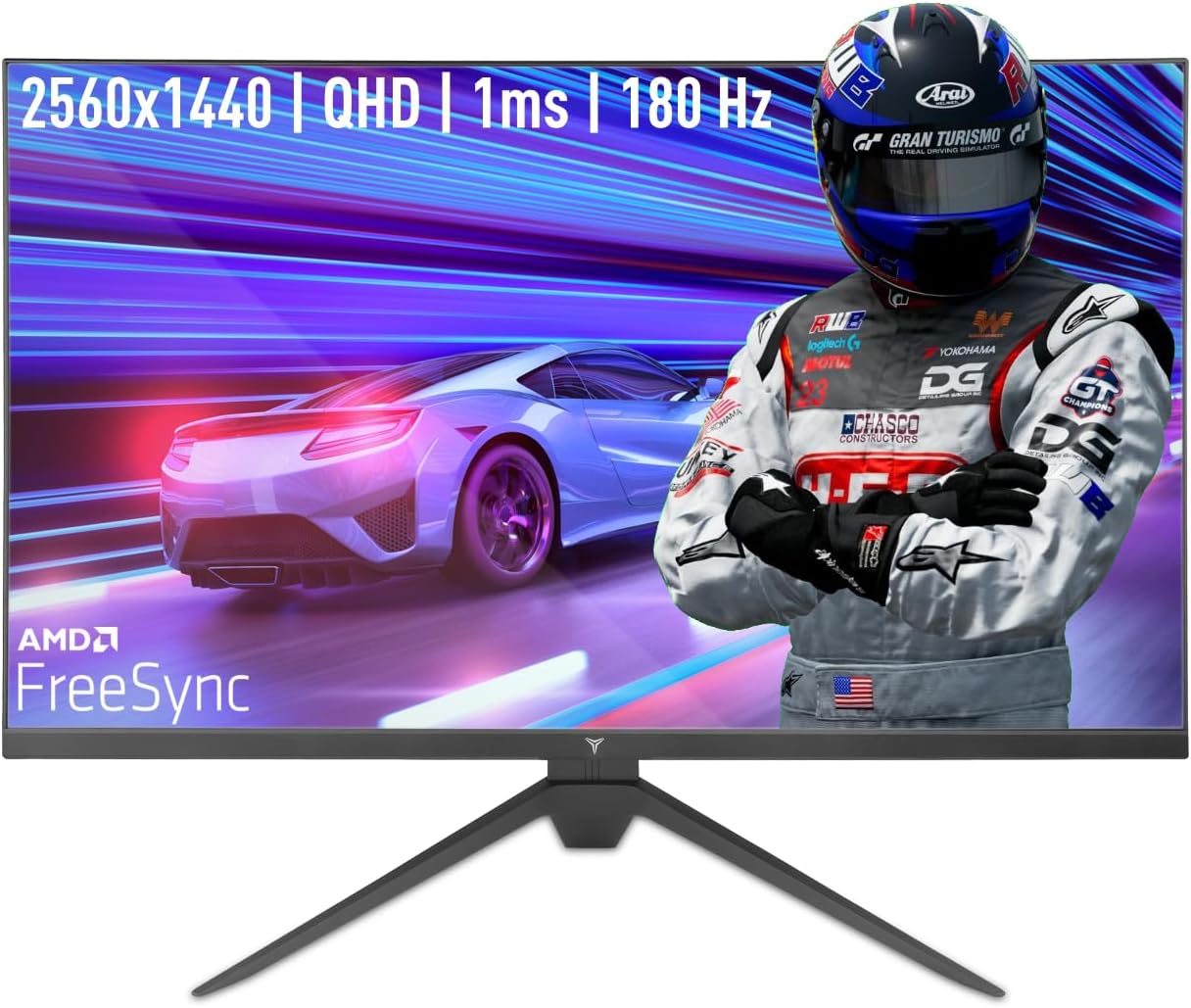 YEYIAN 27' QHD 2K Flat Gaming Monitor | 2560x1440 | IPS Panel | 178° View | 3000:1 | 180 Hz | 16:9 | 16.7 Million Colors | 1ms Response | VESA | DisplayPort/HDMI