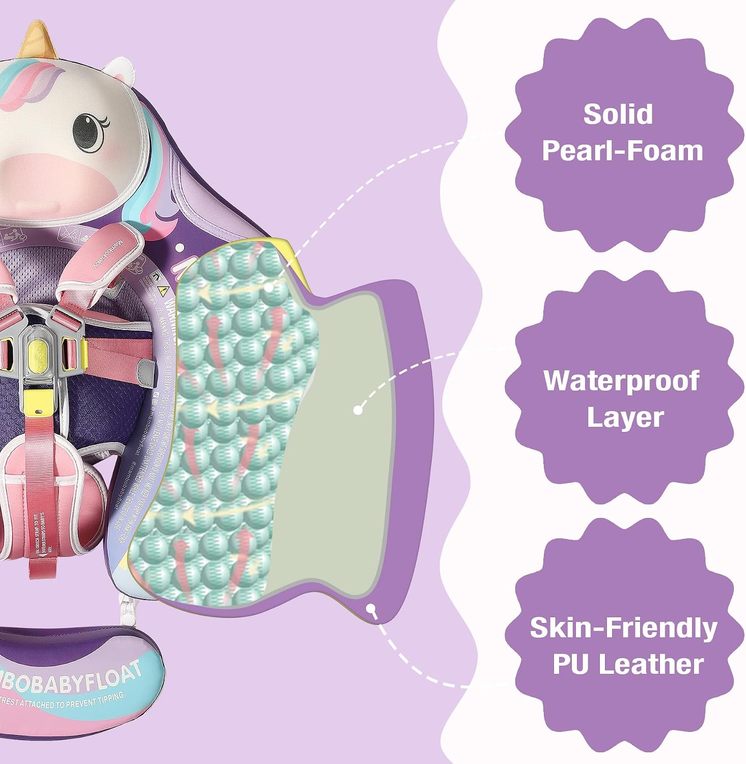 Mambobaby Float Deluxe Baby Pool Float: Safe & Comfortable Swim Trainer for Infants & Toddlers, Non-Inflatable Design, UV Protection Canopy, Fun Water Experience for Ages 3-24 Months