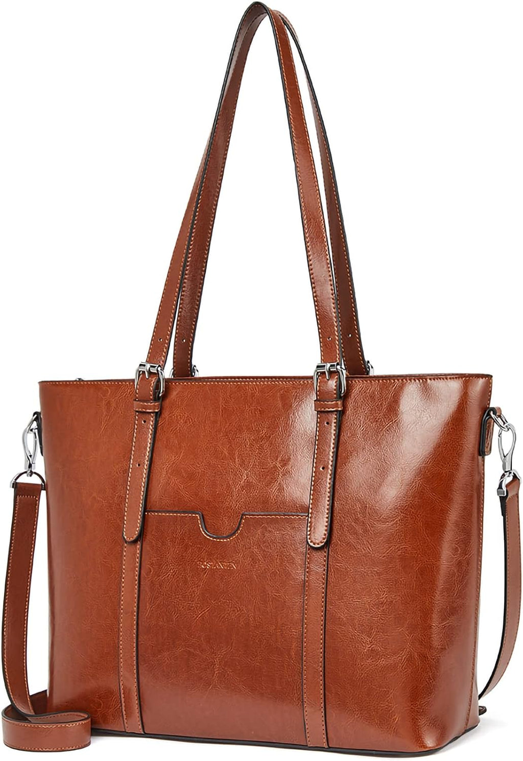 BOSTANTEN Leather Laptop Bag Work Tote for Women Shoulder Handbag Briefcase 15.6 inch Satchel Computer Bag