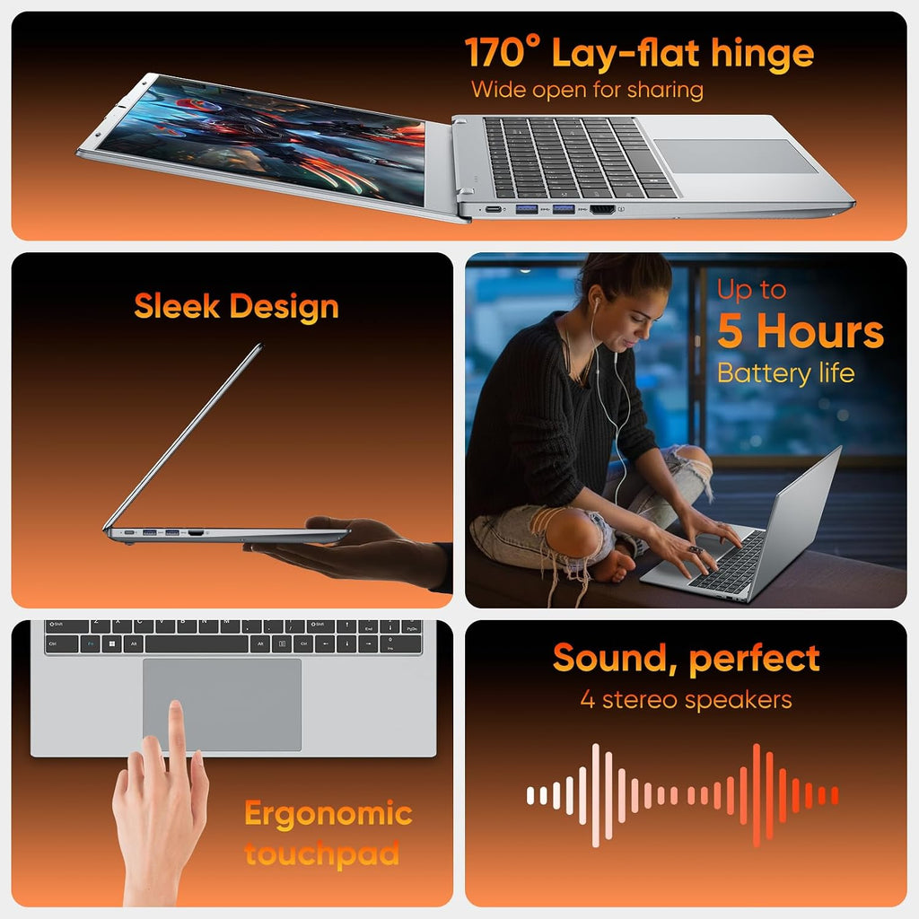 15.6' Laptop 32GB RAM 512GB SSD Laptops with Pentium 6500Y Processor up to 3.4GHz, 1080P IPS Display, WiFi 5, 5-Hour Battery Win11 Laptop Computer for School, Home and Business