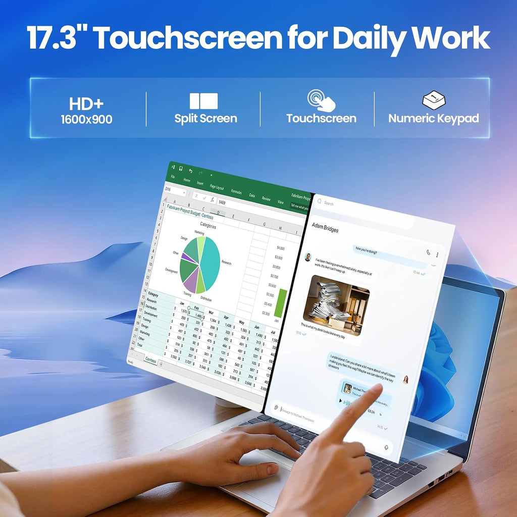 HP 17.3-inch Touchscreen Business Laptop - 36 GB RAM, 1 TB SSD, AMD Ryzen 5 7530U, Windows 11 Pro, Fast Charge, Privacy Webcam, AI Voice Recorder Bundle for Student & Work