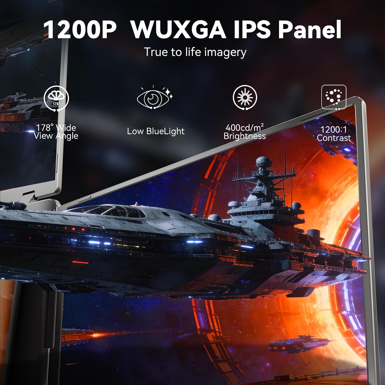 LXU Laptop Screen Extender, 1 Cable for 4 Screens (Quad Monitor), 14' 1200P WUXGA Portable Triple Extended Monitor for Laptop 12~17.3 Inch, Adaptive Top Screen, Solid Build, Driver Needed, S780