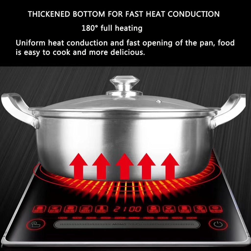 304 Food Grade Stainless Steel Dual-Sided Shabu Hot Pot - 28/30/32/34/36cm Double Flavor Pot Multicooker Soup Pot with Lid and Filter Basket for Induction Cooktop Gas Stove (28CM)