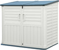 Greesum Outdoor Trash Can Storage Shed, 34 Cu.ft Waterproof Horizontal Storage Shed, Portable Horizontal Resin Storage Shed for Garden, Backyard, Patio, White