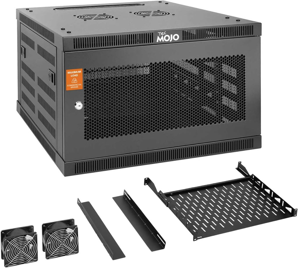Tecmojo 6U Wall Mount Rack Cabinet, Heavy-Duty 176 Lbs High Load Capacity, 19' Enclosed Server Network Rack with Mesh Door, 23.6' Deep – Elite Collection