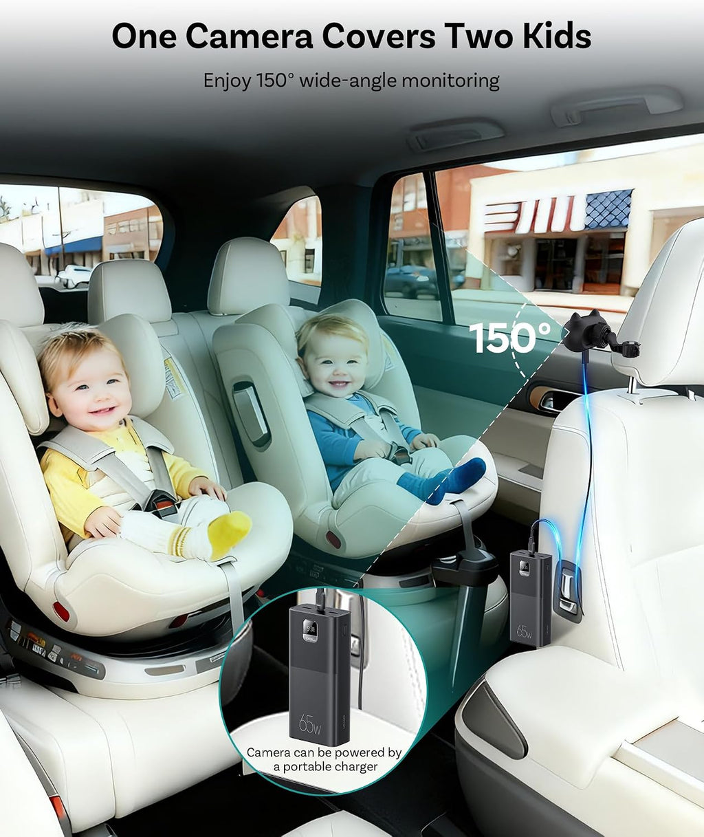 OTTOCAST Cabin Care Baby Car Camera with Wireless CarPlay Adapter, 1080P HD Baby Monitor with IR Night Vision, 150° Wide Angle, Real-Time Rear Seat View On Car Screen, Easy Install