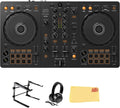 Pioneer DJ DDJ-FLX4 2-Channel DJ Controller - Black Bundle with Laptop Stand, Headphones, and Austin Bazaar Polishing Cloth