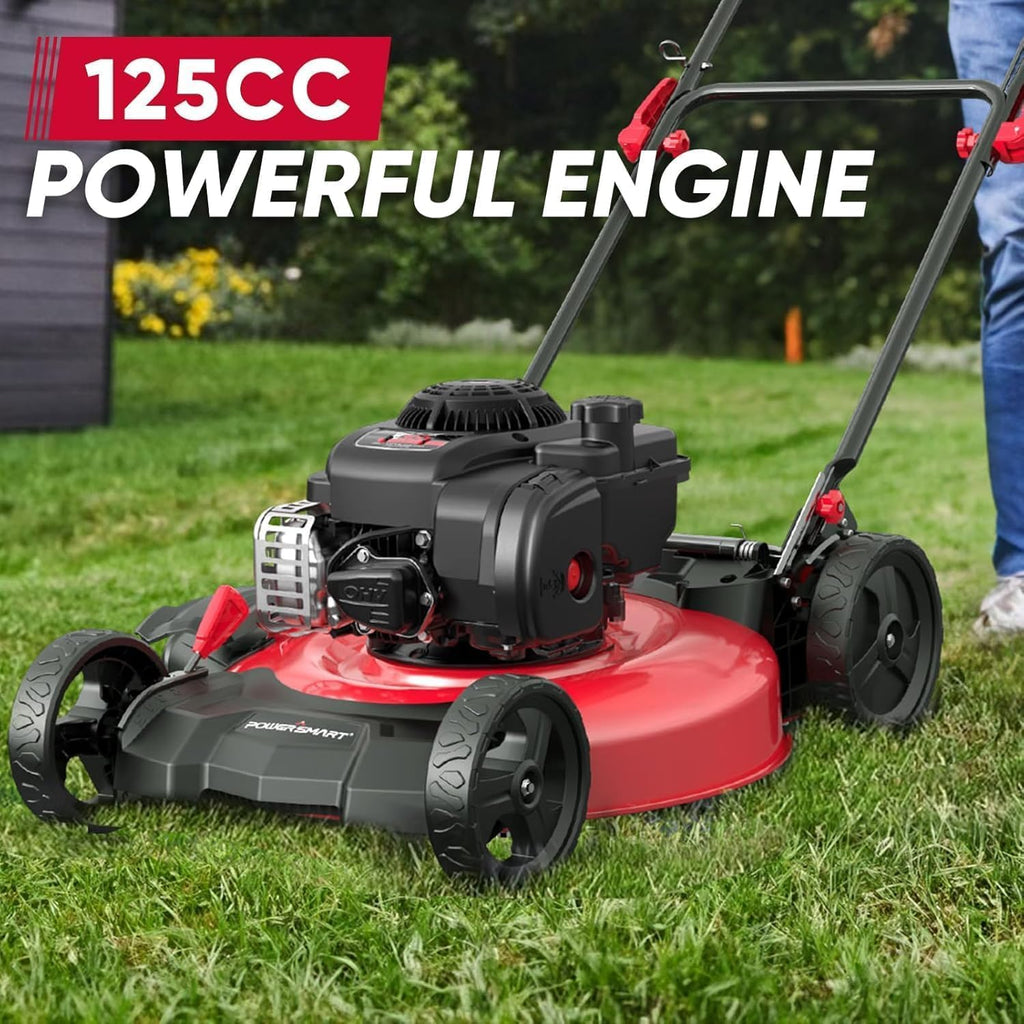 PowerSmart Push Lawn Mower, 21' Mower with B&S 125cc Engine, 2-in-1 Mulching and Side Discharge, Corded Push Lawn Mowers for Garden Yard