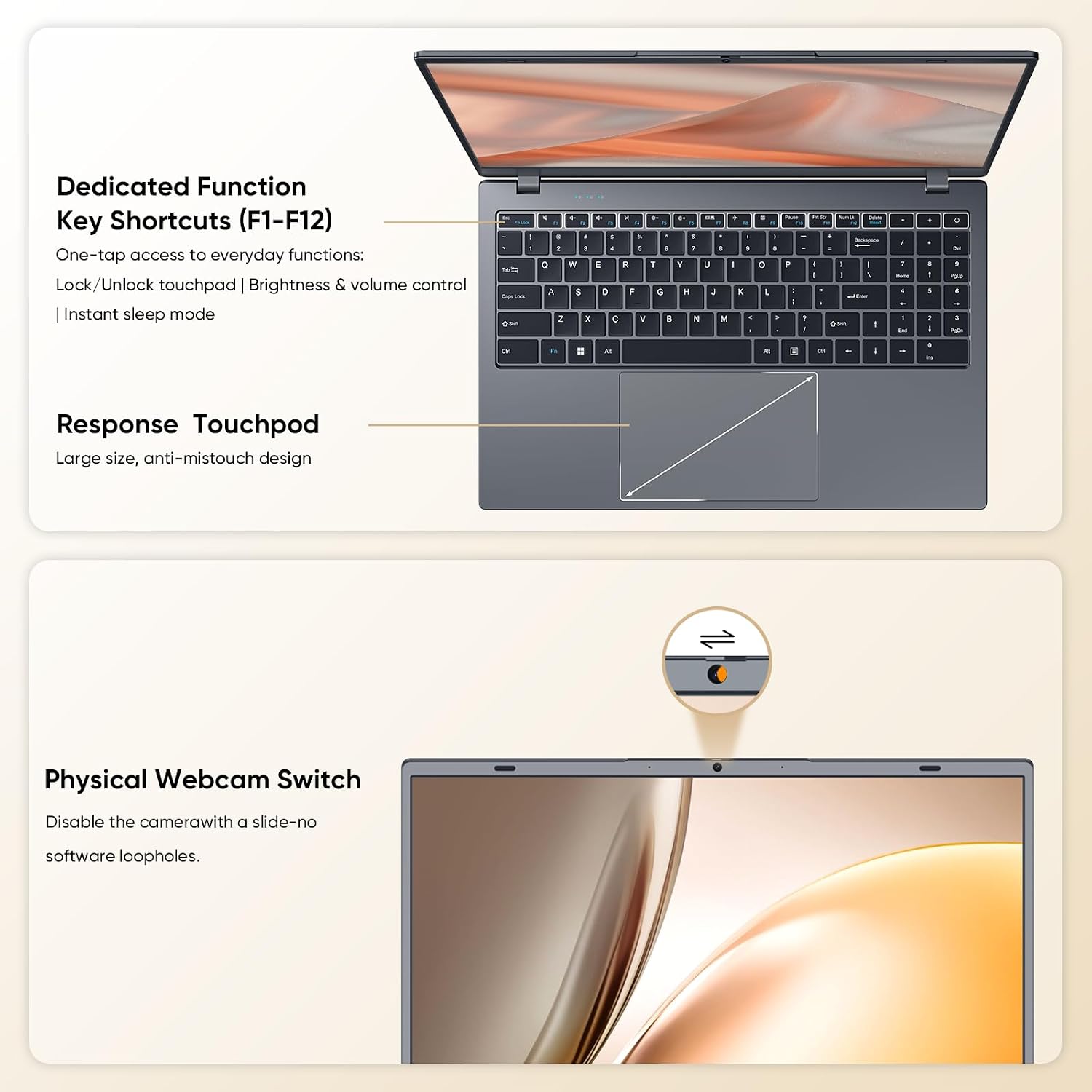 Laptop,15.6'' Laptop Computer,8GB RAM LPDDR4 128GB SSD(Expandable to 1TB), AMD Athlon Processor Up to 2.6 GHz,WiFi 5,BT 5.0, Webcam, Poratable Student and Business Laptops