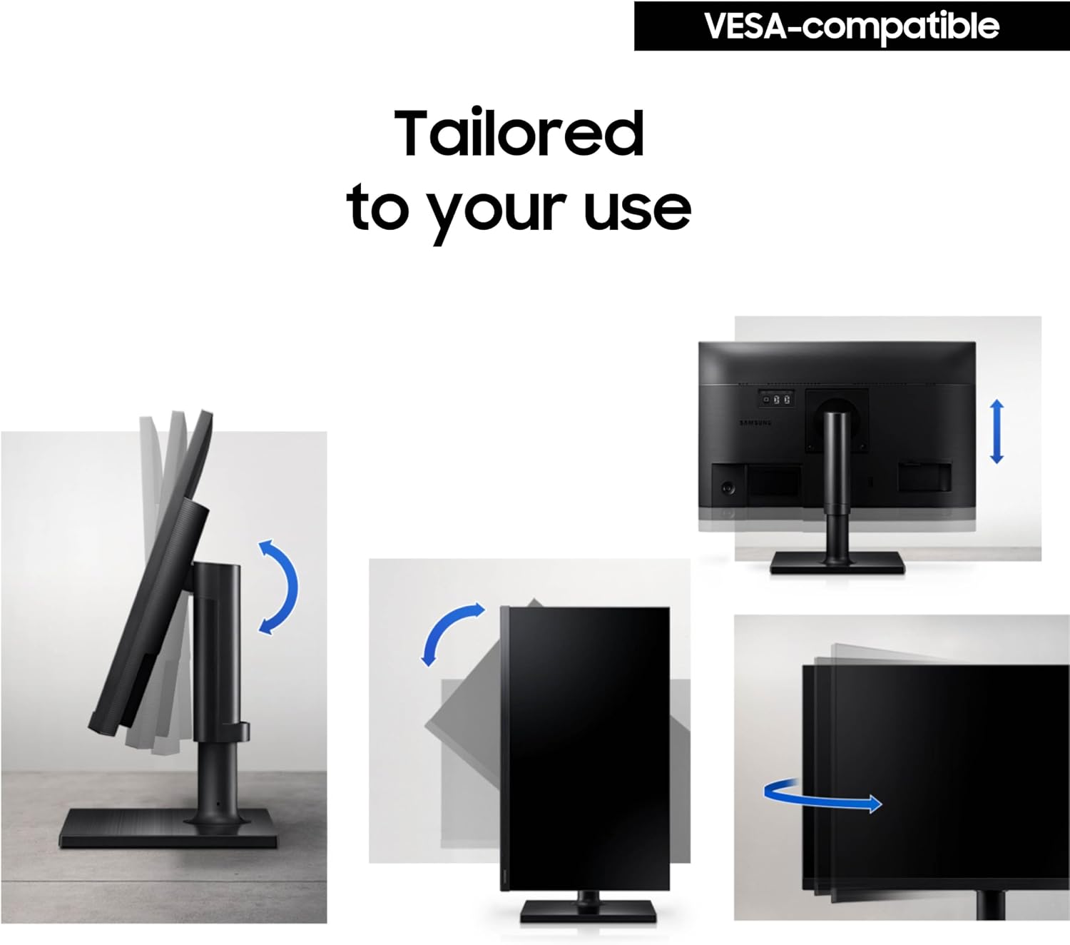 SAMSUNG FT45 Series 24-Inch FHD 1080p Computer Monitor, 75Hz, IPS Panel, HDMI, DisplayPort, USB Hub, Height Adjustable Stand, 3 Yr WRNTY (LF24T454FQNXGO),Black