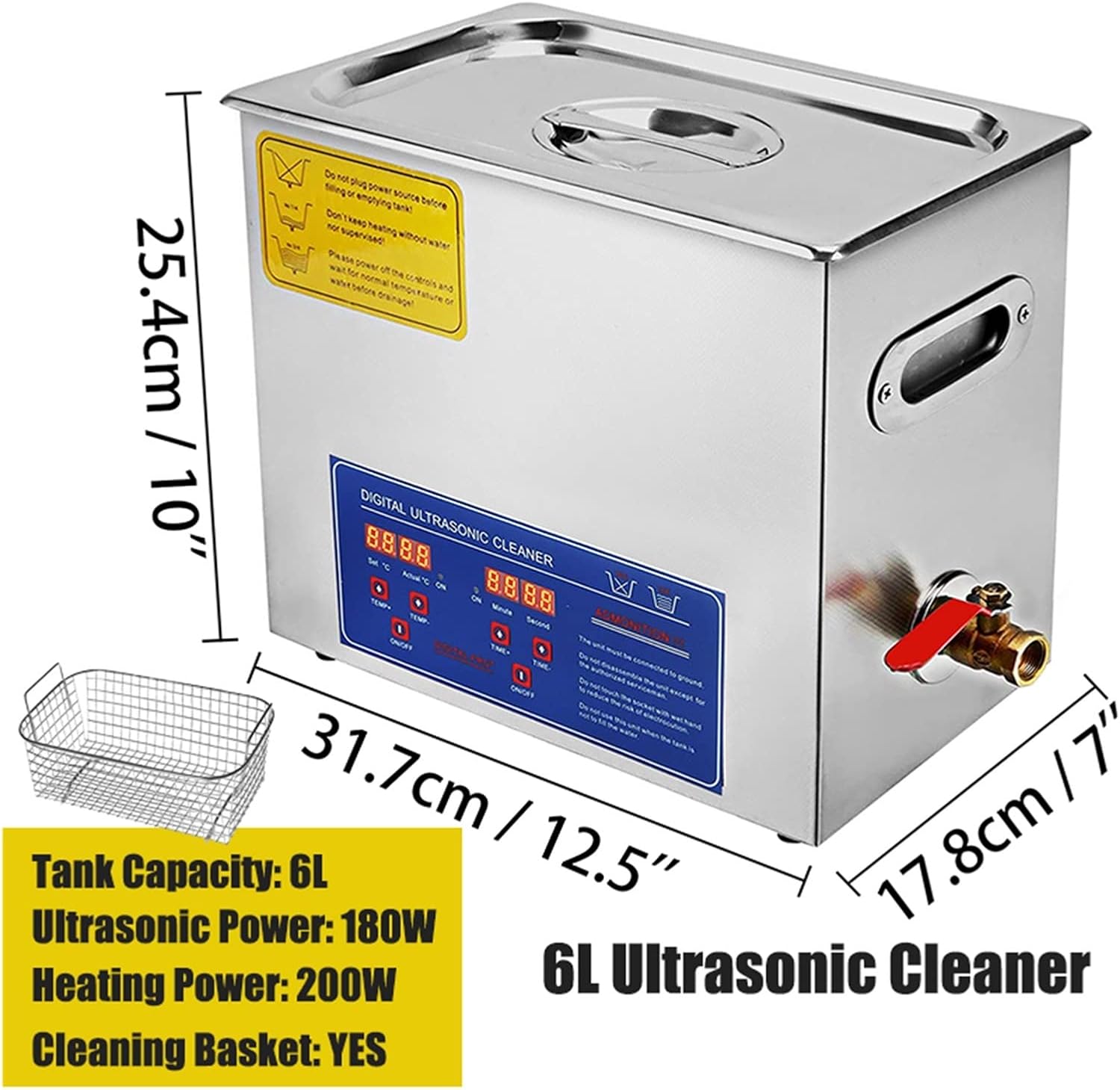 1.3L 2L 3L 6L 10L 15L 22L 30L Ultrasonic Cleaner Lave-Dishes Portable Washing Machine Diswasher Ultrasound Home Appliances for Beginners DIY Use(6L)