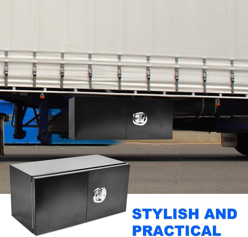 SSN 36'' Inch Black Steel Underbody Truck Box with T-Handle Latch and Barn Door,18 X 18 X 36 Inch Truck Bed Tool Box,Waterproof and Durable Toolbox,for Storage and Organization