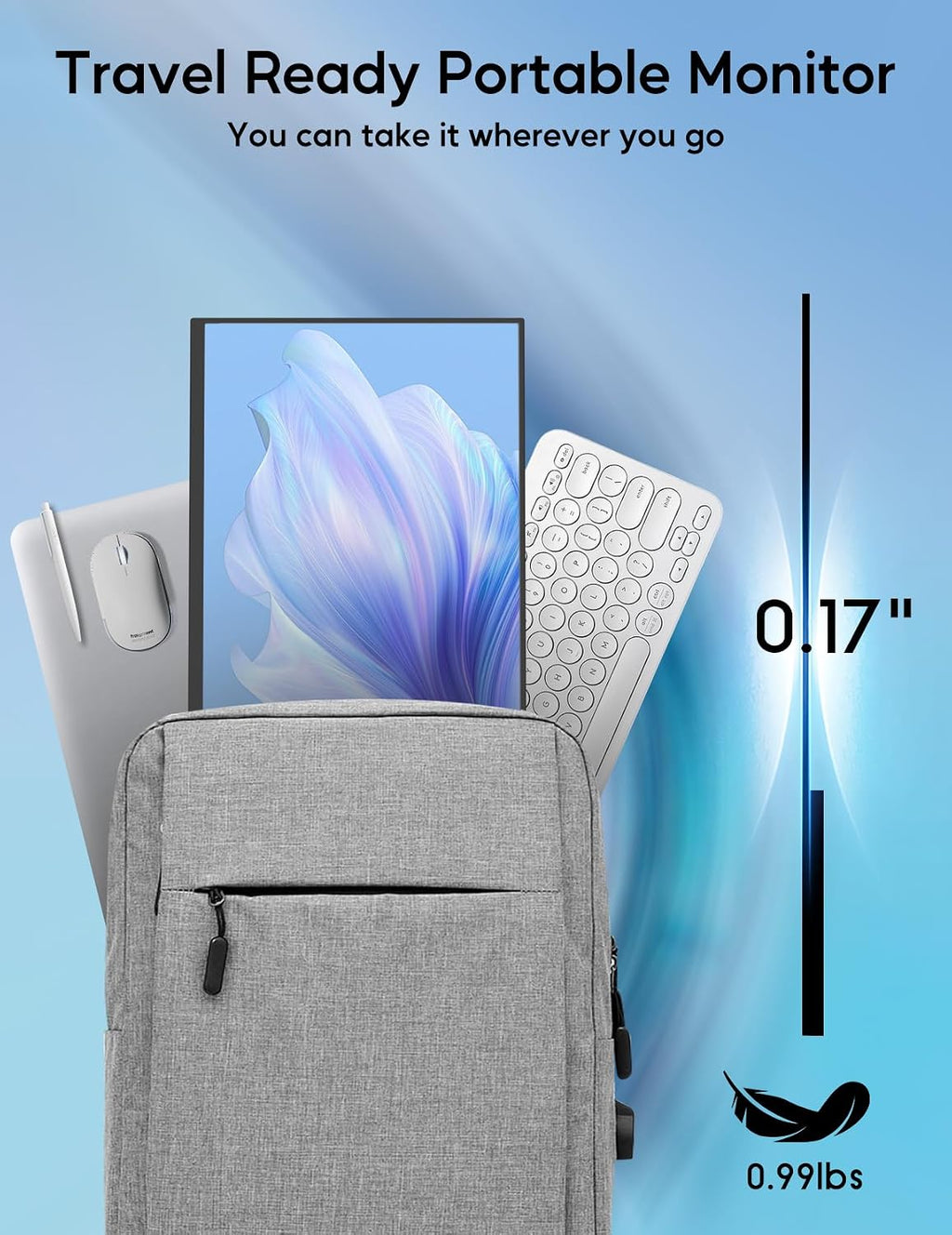 4K Portable Monitor, 13.4' 3840 * 2400 IPS Portable Monitor for Laptop, Slim Lightweight HDR Travel Screen USB-C HDMI w/Smart Cover for Laptop PS5/4 Xbox