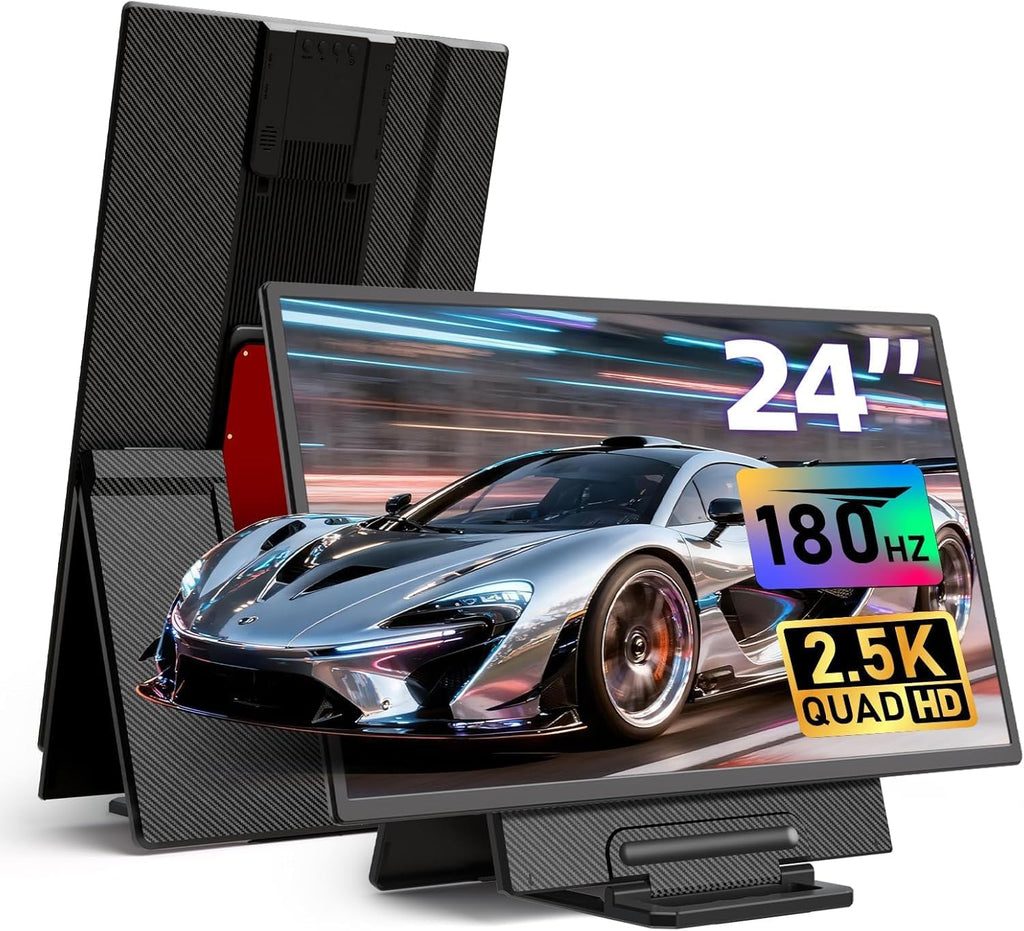 23.8' 2.5K 180Hz Portable Monitor - QHD Laptop Screen Extender 112% sRGB Wide Color HDR HDMI USB C Travel External Display with Stand Gaming Monitor for Computer PC Phone Game Console