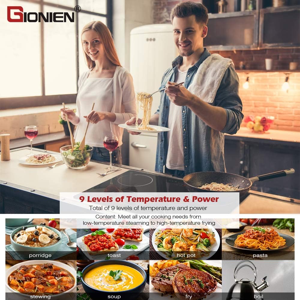 Electric Cooktop 30 Inch 220V~240V, Drop-in Ceramic Stove Burner,4 Burners Black Glass Cooktop with Flexible Ring,7200W Built in Electric Stove,Touch Control