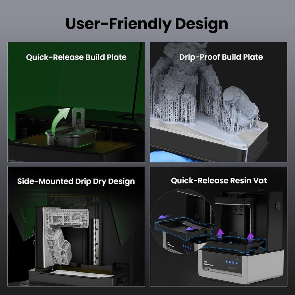 Uniformation 16K Resin 3D Printer, Stable Printing for Smart Auto Heating & Auto Feed System & APP Control Ideal for Detailed Models,Model:GK3 (T)