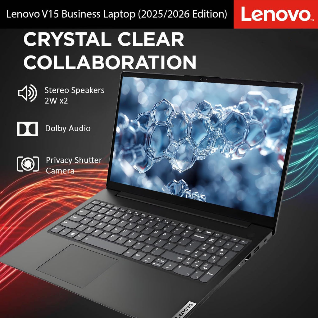 Lenovo New V15 Business Laptop 2025/2026 Edition, 15.6' FHD Display, Intel High-Performance CPU, 16GB RAM, 512GB SSD, Windows 11 with Microsoft Office, Ultra-Quiet Design, Long Battery Life, WOWPC