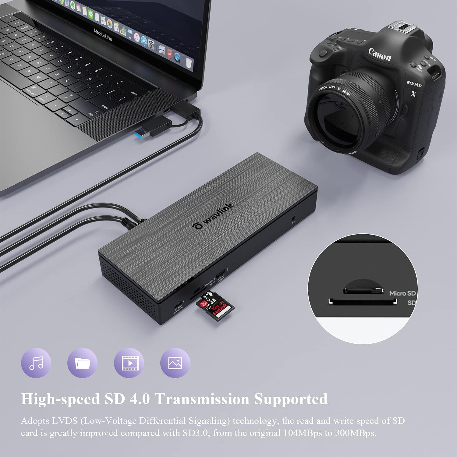 WAVLINK USB-C Quad 4K Docking Station with 100W PD for Thunderbolt 4/3, MacBook Neo, Mac/Windows/Chrome, USB C Universal Displaylink Dock- 4 HDMI, 4 DisplayPort, 2.5G Ethernet, USB, SD/TF Slot,Audio