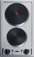 Summit 12' 2 Burner Electric Cooktop 230 Volt Solid Disk Cooktop, ADA compliant, Stainless Steel, Cast Iron- CSD2B230