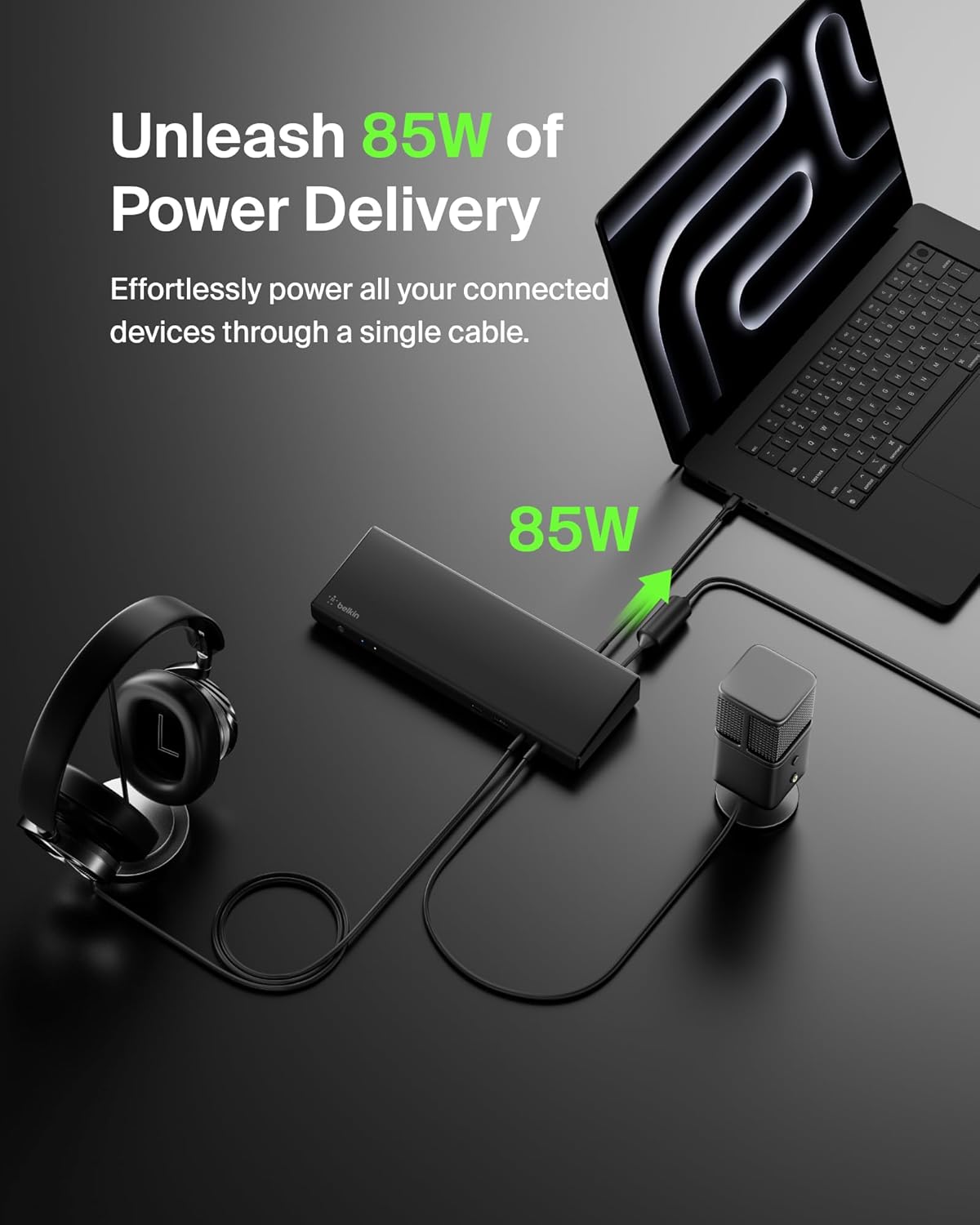 Belkin 15-in-1 Universal Triple Display DisplayLink Docking Station Hub w/ 3 HDMI Ports, 2 DisplayPorts for Triple 4K Display w/ 85W PD, 3.5mm Mic/Speaker, 1 USB-C, & 5 USB-A Ports, Black