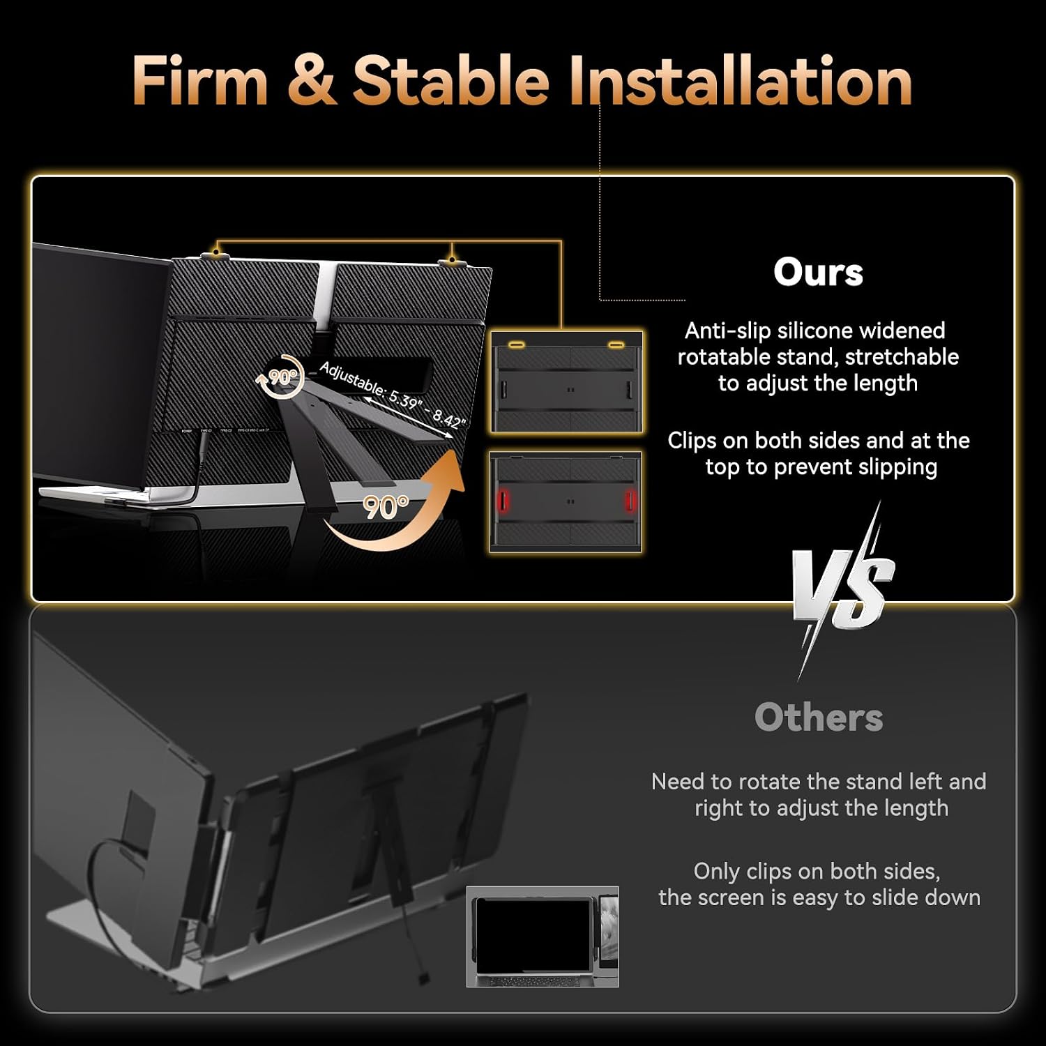 15.3' Laptop Screen Extender, FHD IPS 100% sRGB Portable Travel Monitor for Laptop (15'-17.3' Screen), 16:10 Plug & Play External Screen, Second Extra Attachment Display for Windows Mac