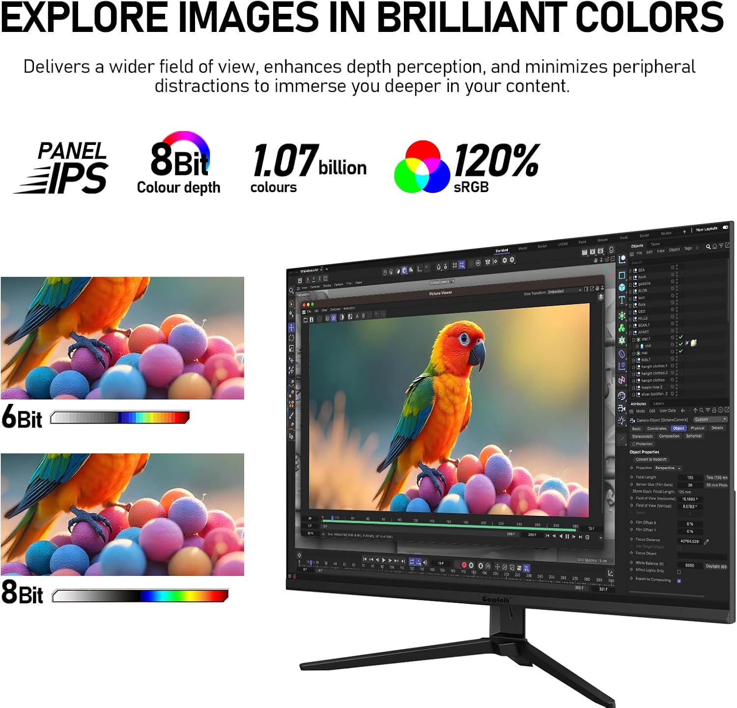 Gawfolk 28 Inch 4K Monitor IPS 60Hz, UHD (3840x2560p) PC Screen Built-in Speakers, Ultra HD Computer Display for Home & Office, 3:2, HDMI, DP, Support Wall Mount Compatible