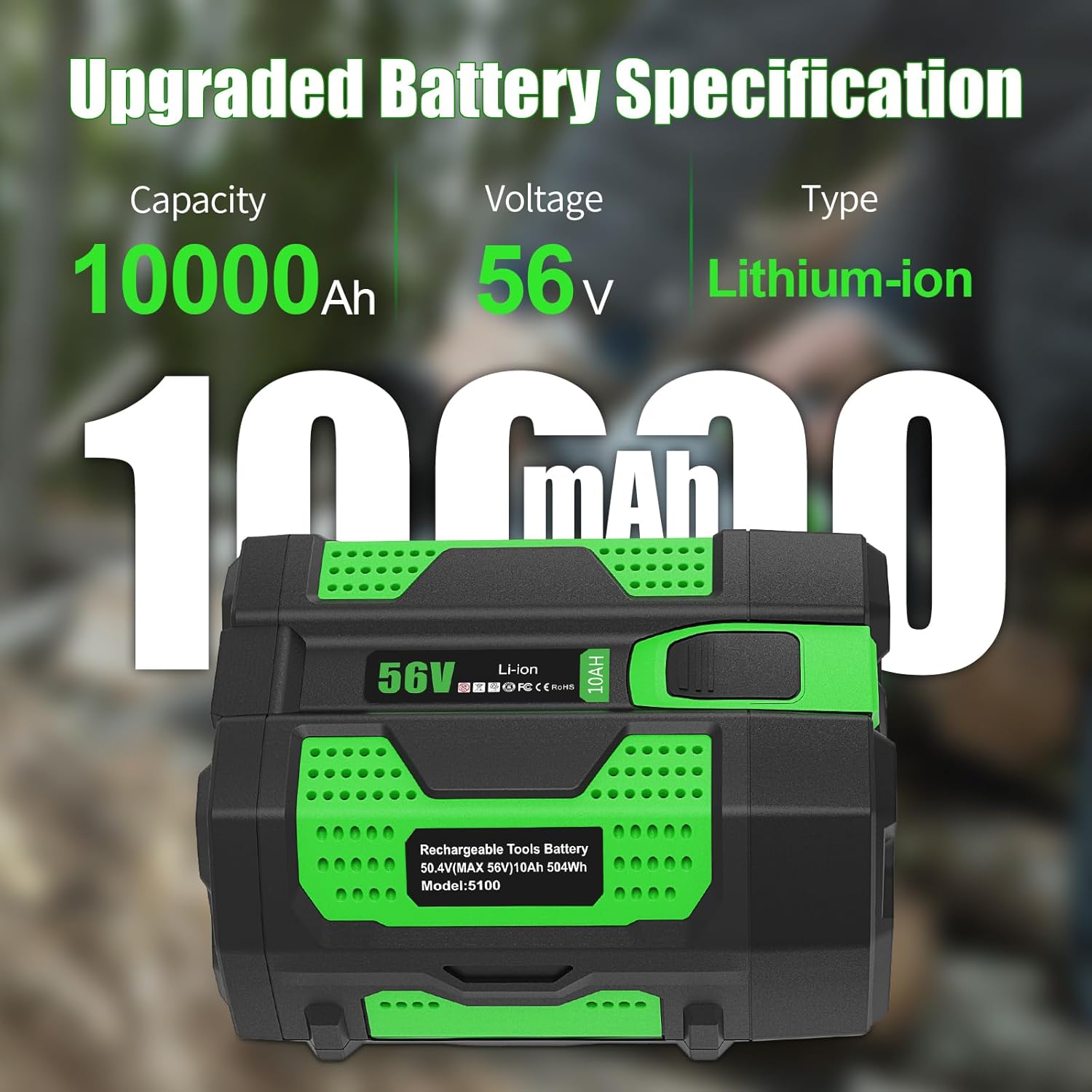 56V 10.0Ah Replacement for EGO 56V Battery Compatible with EGO 56V Battery BA2800 BA2800T BA4200 BA4200T BA1400 BA1400T BA5600T Cordless Power Tool
