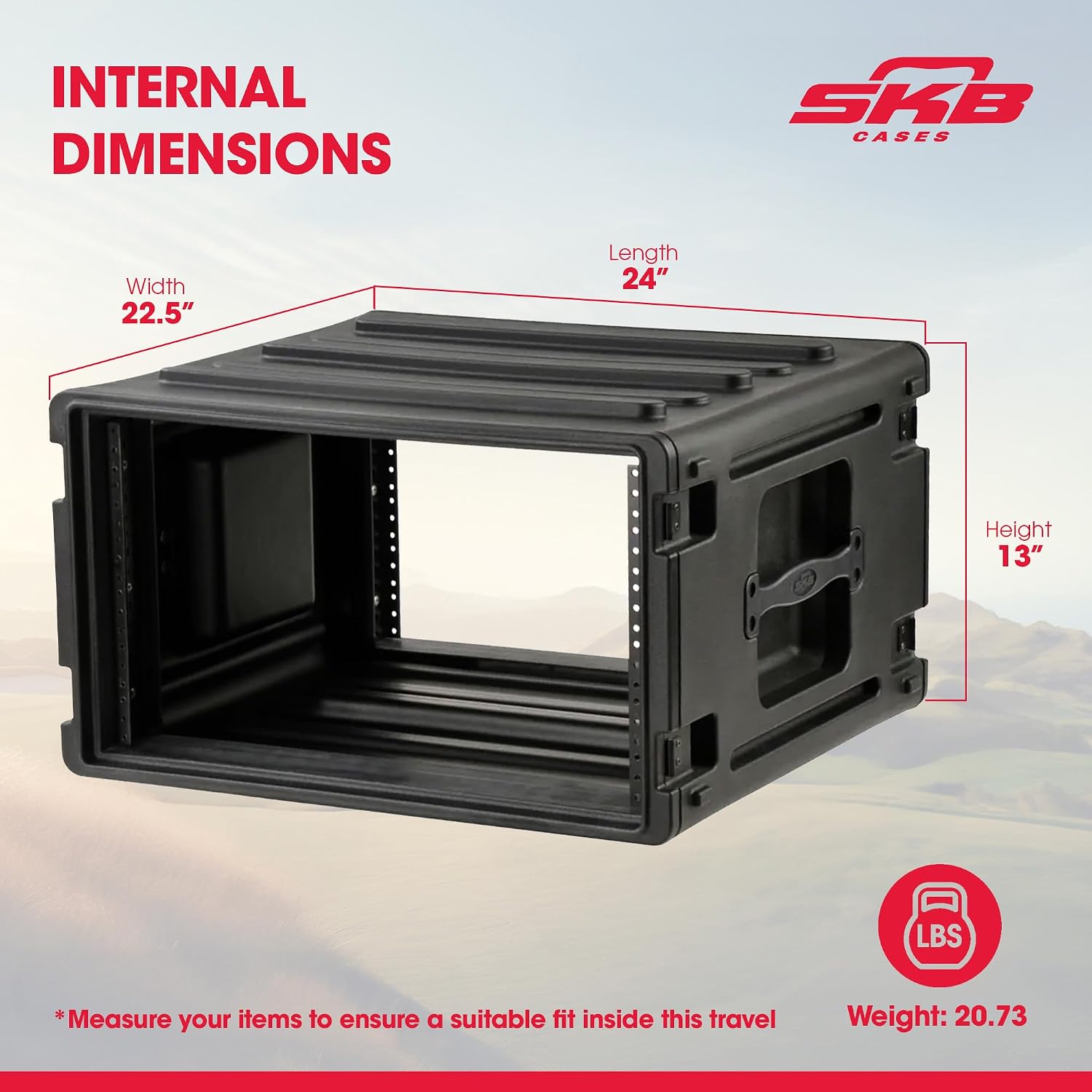 SKB 6U Roto Rack Case - Durable Polyethylene Gear Protector, Stackable, Waterproof with Twist Latches & Rubber Feet for Musicians, DJs, and A/V Equipment - Secure Transport & Storage Solution