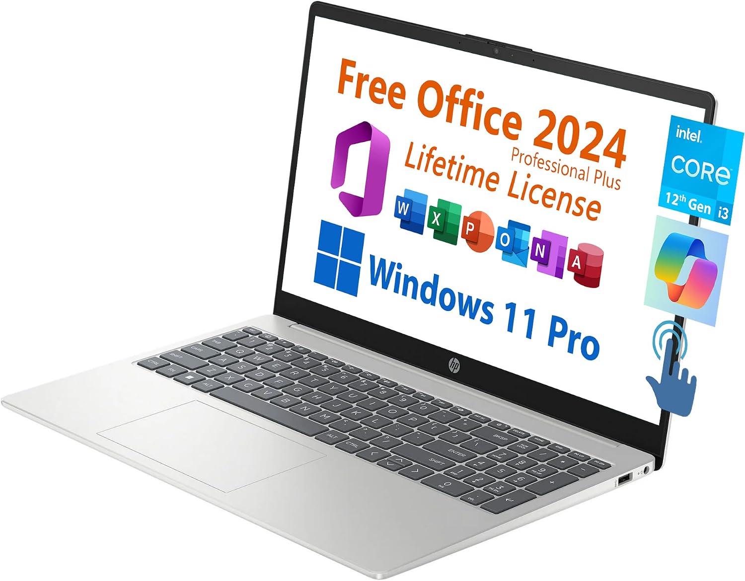 HP 15.6' Business Laptop, HD Touchscreen Display, Intel 6-Core i3-1215U 4.4 GHz, 16GB RAM, 1TB SSD, Long Battery Life, Windows 11 Pro (Renewed)