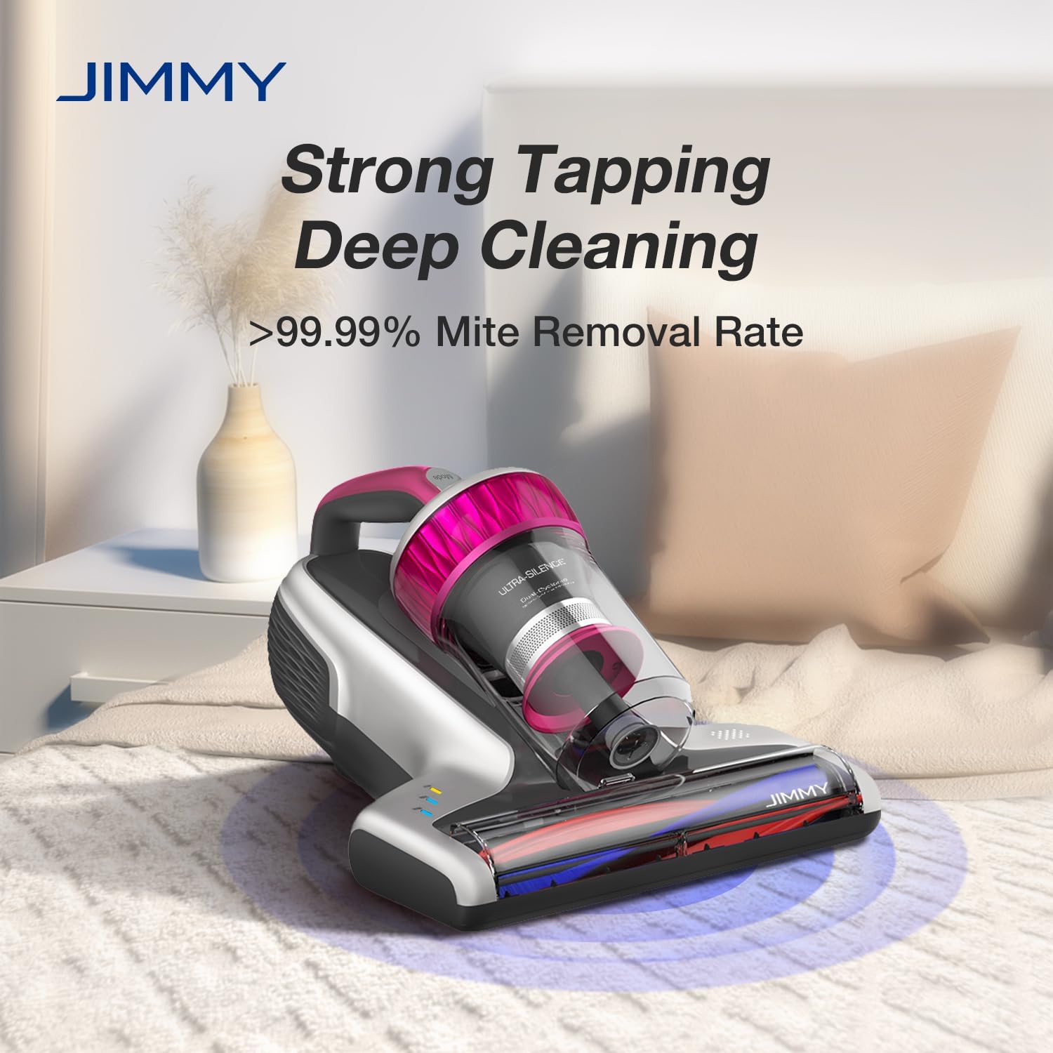 Jimmy WB73 Bed & Mattress Vacuum Cleaner with UV Sanitizer & Ultrasonic – Handheld Dust Remover with Smart Dust Sensor, HEPA Filtration for Pet Hair & Allergies (Corded)