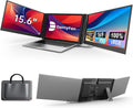 domyfan 15.6' Laptop Screen Extender, Triple Portable Monitor with Ultra-Thin FHD 1080P IPS Display for 13-17' Laptop, Plug & Play via HDMI/USB-A/Type-C, Compatible with Mac/Windows/Android