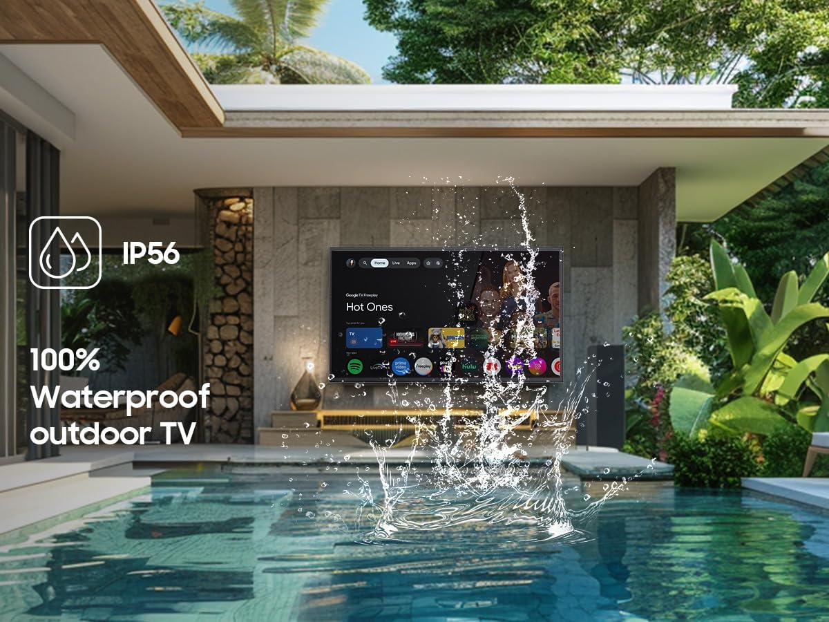 SYLVOX 75' Deck Pro 2.0 Outdoor TV Bundle – Weatherproof, 1000Nits Bright Display, Dolby Atmos, Google TV, with S3 Soundbar & Adjustable Wall Mount, Weatherproof for Patios & Shaded Outdoor Areas