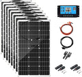 300W 12V Monocrystalline Solar Panel Kit High Efficiency Monocrystalline PV Modules Semi-Flexible Solar Panels with 40A Charger Controller for RV Camper Boat Off-Grid System 8 * 300W