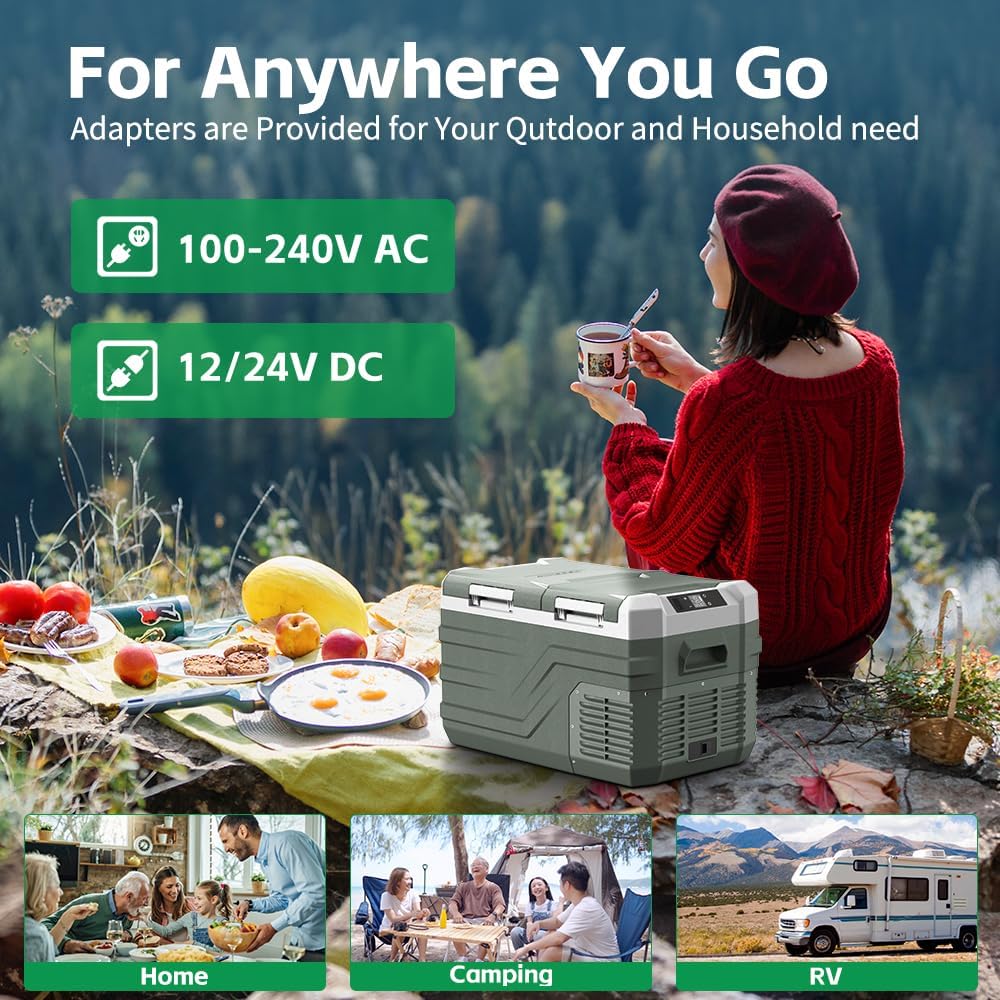 Alpicool Car Refrigerator 12 Volt Portable Car Fridge 41 Quart（39L Electric Cooler with AC/DC，Car Refrigerator Freezer for Truck Van RV Camper SUV, Camping Boat Travel，-4~68°F
