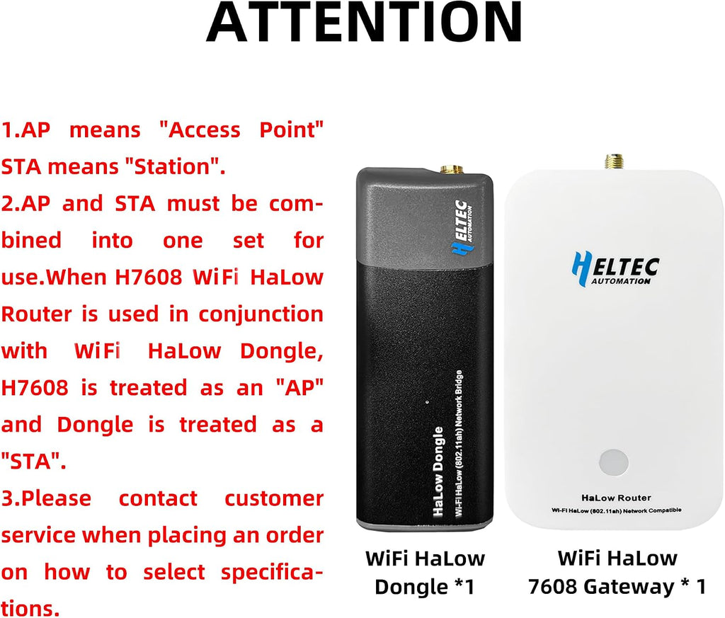 Heltec Wi-Fi HaLow Dongle Wireless Bridge 802.11ah Network Booster Long Range Wireless Access Extender Ethernet Bridge Repeater (STA+HT-H7608)