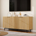 Vipbear Modern TV Stand for 65 Inch TV,Entertainment Center with Storage Cabinets and Adjustable Shelves, Media Console Table, Wood Television Furniture for Living Room, Bedroom, Natural Wood