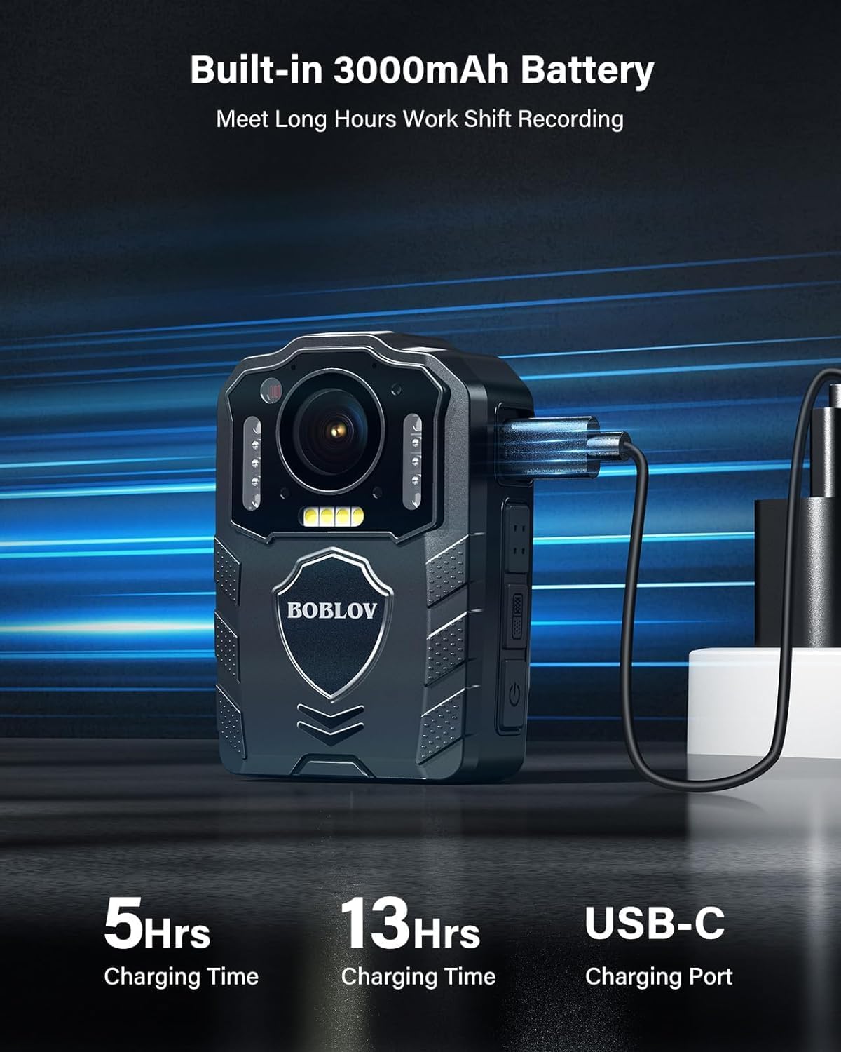 BOBLOV KJ25 1080P Body Cam, 3000mAh with 10-13Hrs Recording, Affordable Body Camera with Night Vision, for Hiking, Delivery, Law Enforcement, and Pet Walking(256GB)
