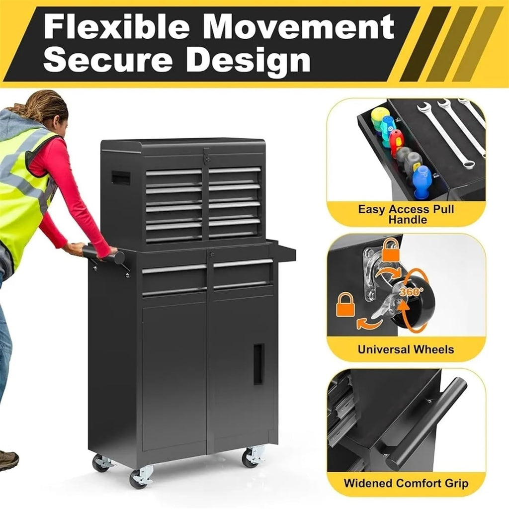 Toolbox Tool Box, 5-Drawer Rolling Tool Cabinets, Detachable Top Toolboxes and Lockable Wheels Tool Cart, Metal Tool Box for Garage Workshop Tool Box
