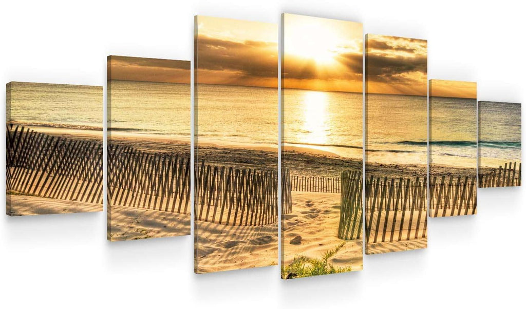 Startonight Huge Canvas Wall Art Sunset On The Shore - Large Framed Set of 7 40' x 95'