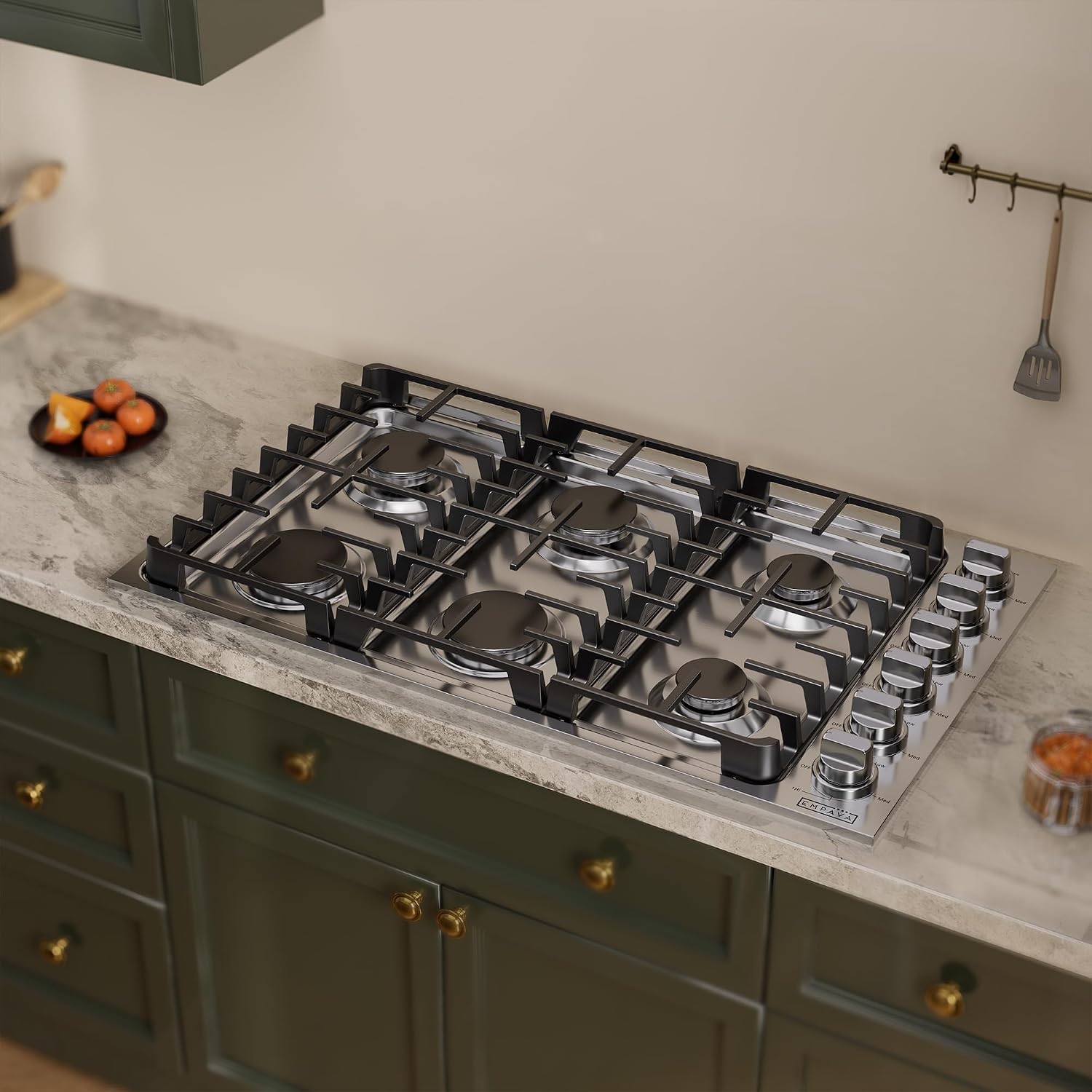 Empava 36 Inch Gas Cooktop,6 World-Class SABAF Burners Made in Italy,Stainless Steel Stove Top Bulit-in,Certified by CSA,for Homes, kitchens