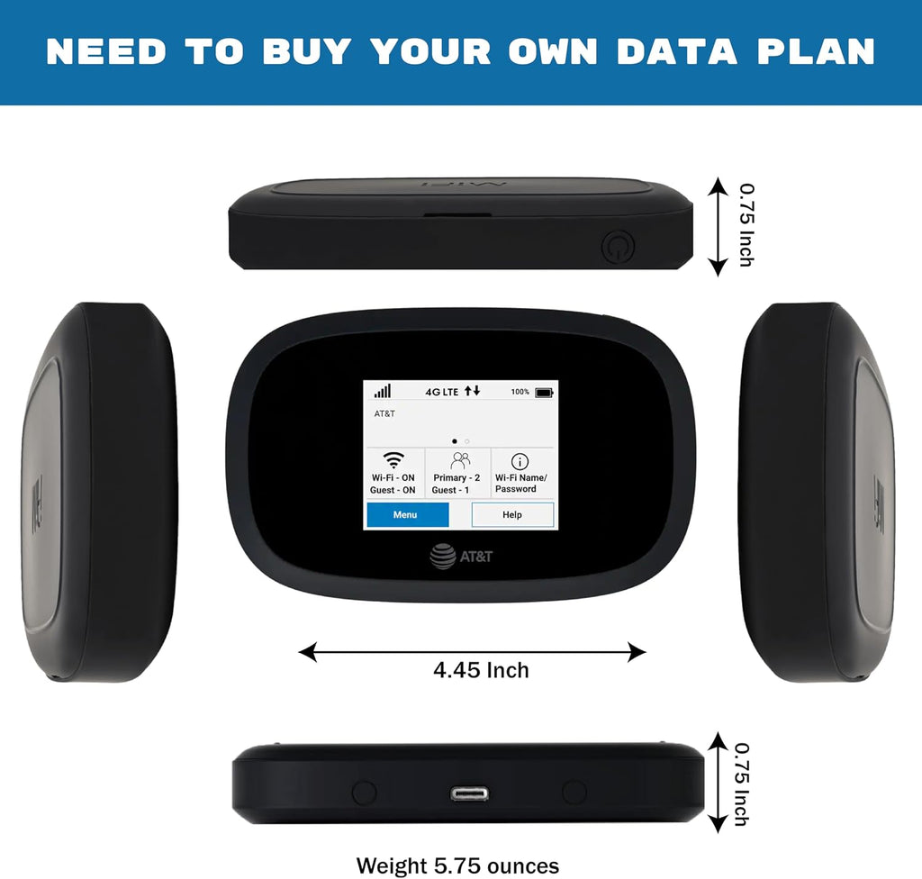 AT&T Wireless Hotspot Pocket WiFi 4G LTE MiFi 8000, Free VPN Mobile Hotspot for Travel, 4G Mobile Portable WiFi, Unlocked Globally, Near 5G Speed up to 1200 Mbps, EVDO-LINK Bundle