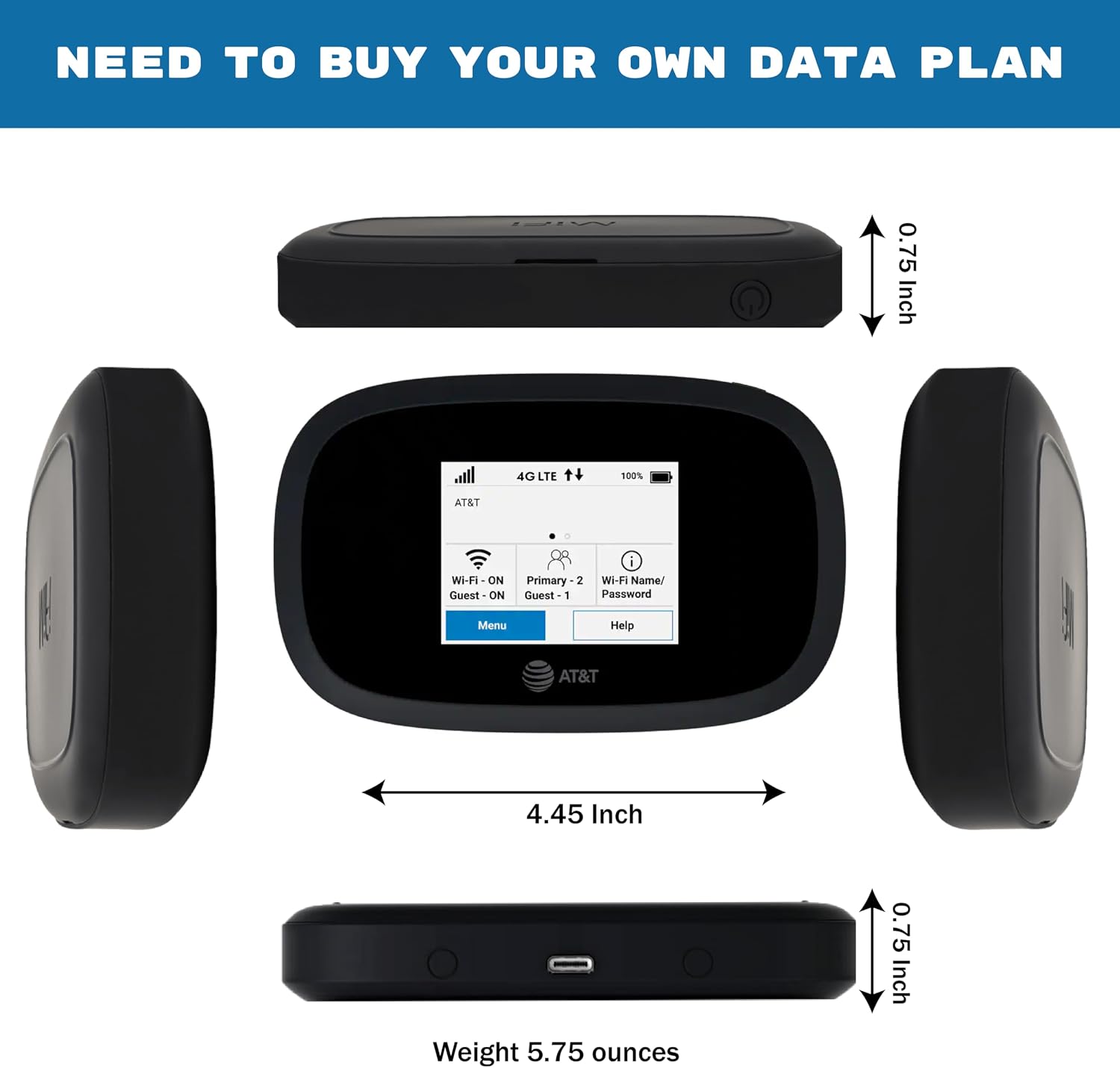 AT&T Wireless Hotspot Pocket WiFi 4G LTE MiFi 8000, Free VPN Mobile Hotspot for Travel, 4G Mobile Portable WiFi, Unlocked Globally, Near 5G Speed up to 1200 Mbps, EVDO-LINK Bundle