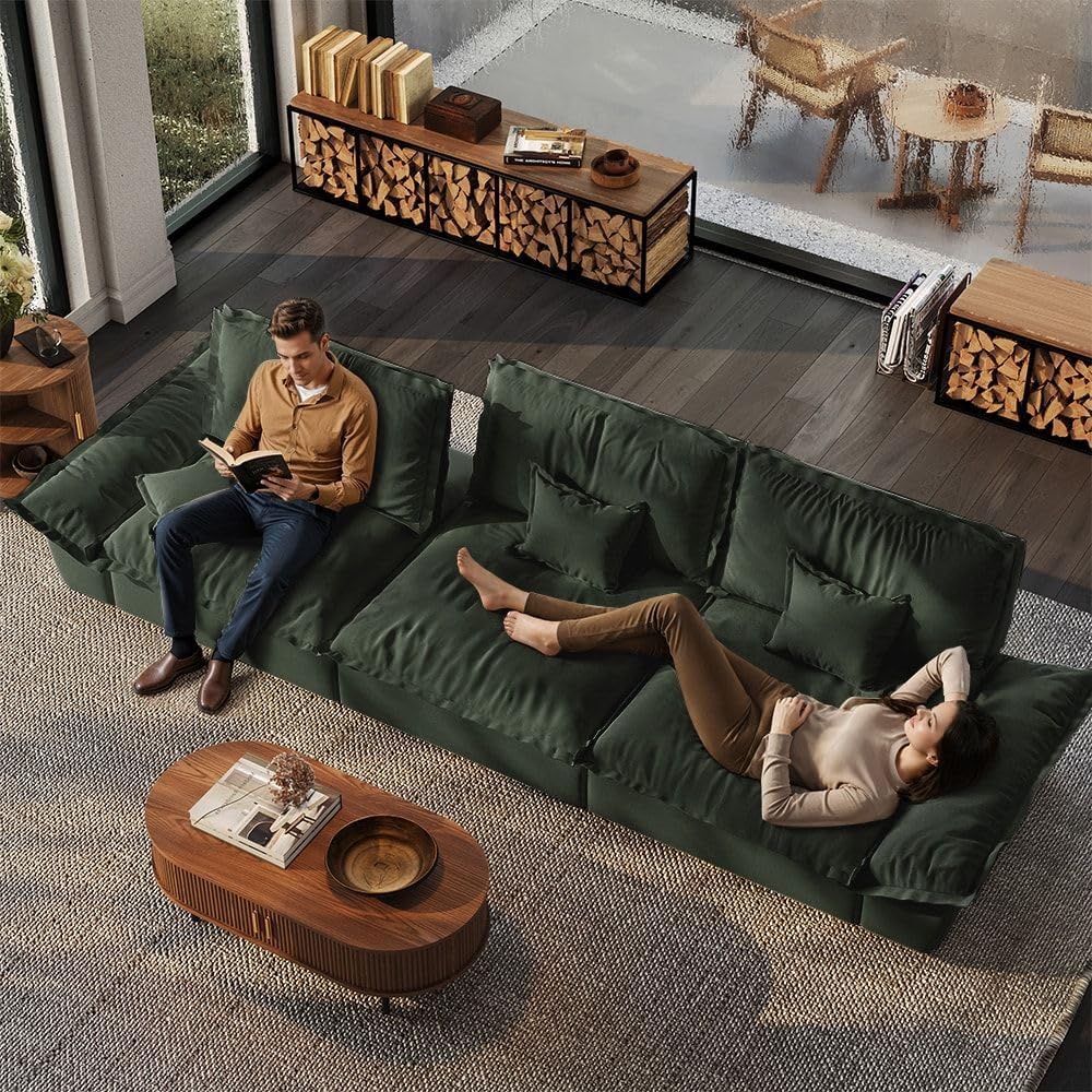 POVISON Oversized Modular Sectional Sailboat Sofa for Living Room with Adjustable Backrest Sectional Couches Large Deep Sofa Set 3 Seats Big Comfy Cloud Couch for House Office