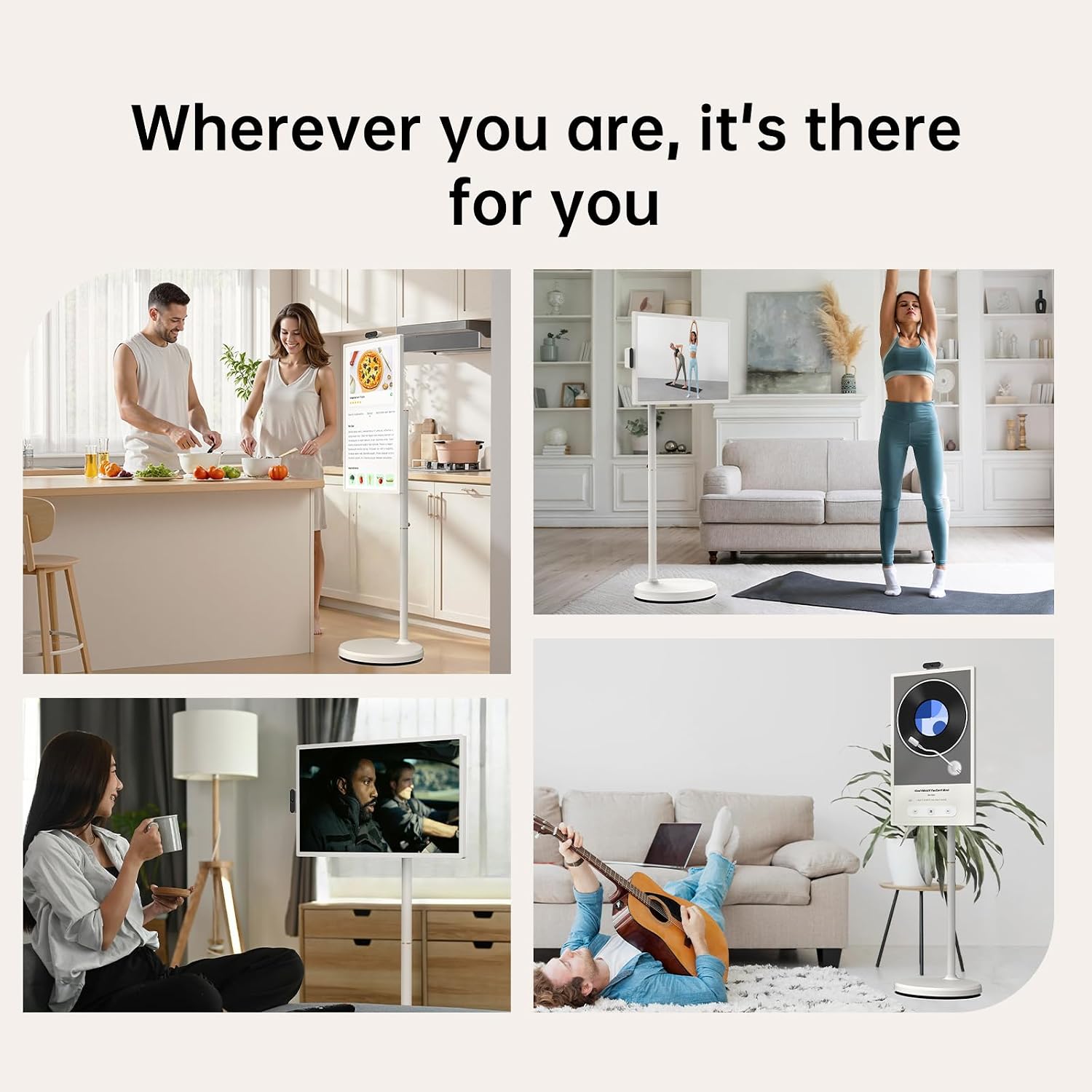 ApoloSign 32 inch UHD 4K Smart Portable TV Gen2, 16G +256G Storage, Android 15 OS, 15000mAh, Rolling TV on Wheels with Rotatable Touch Screen, Built-in Battery, Full Swivel Rotation, Voice Remote