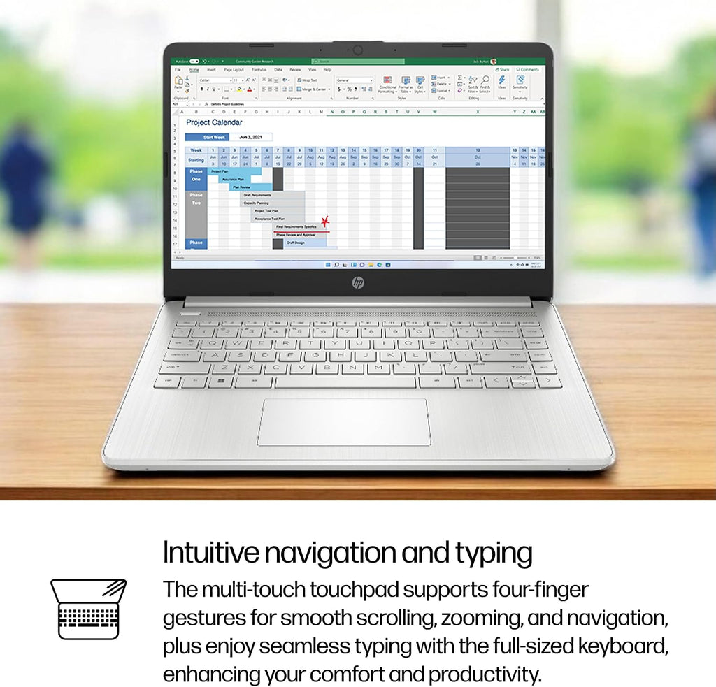 HP 14 inch Laptop, HD Display, Intel Core i3-1215U, 8 GB RAM, 256 GB SSD, Intel UHD Graphics, Windows 11 Home in S Mode, Natural Silver, 14-dq5009nr