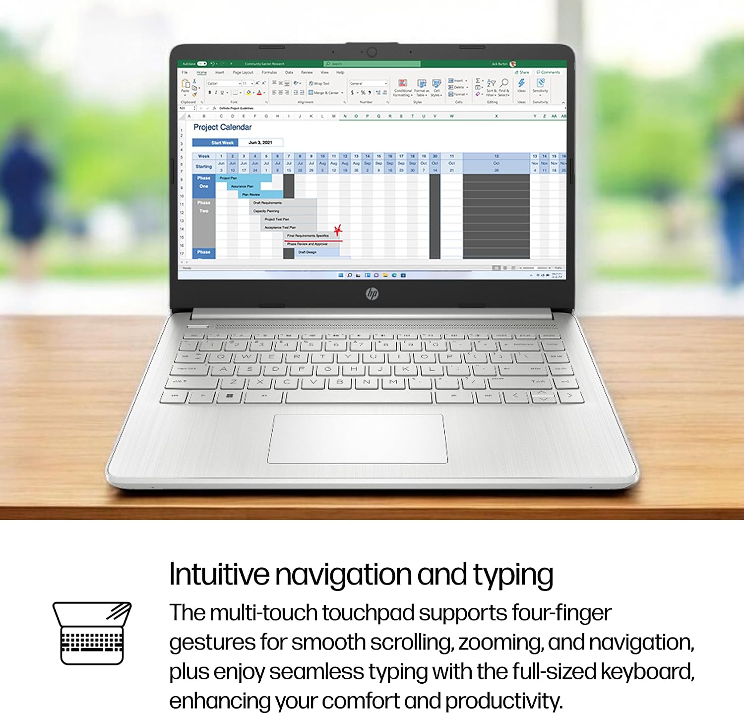 HP 14 inch Laptop, HD Display, Intel Core i3-1215U, 8 GB RAM, 256 GB SSD, Intel UHD Graphics, Windows 11 Home in S Mode, Natural Silver, 14-dq5009nr