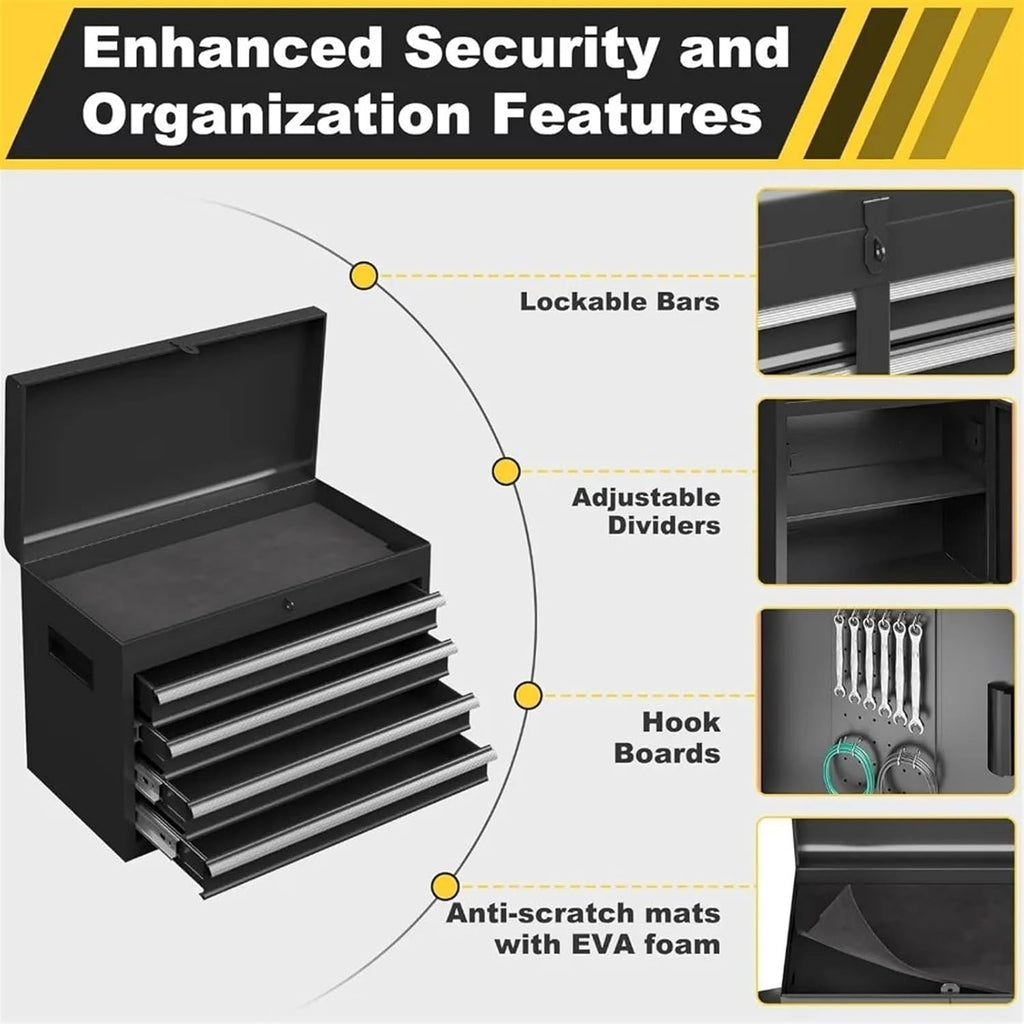 Multifunctional Tool Box, 5-Drawer Rolling Tool Cabinets, Detachable Top Toolboxes and Lockable Wheels Tool Cart, Metal Tool Box for Garage Workshop for Garage
