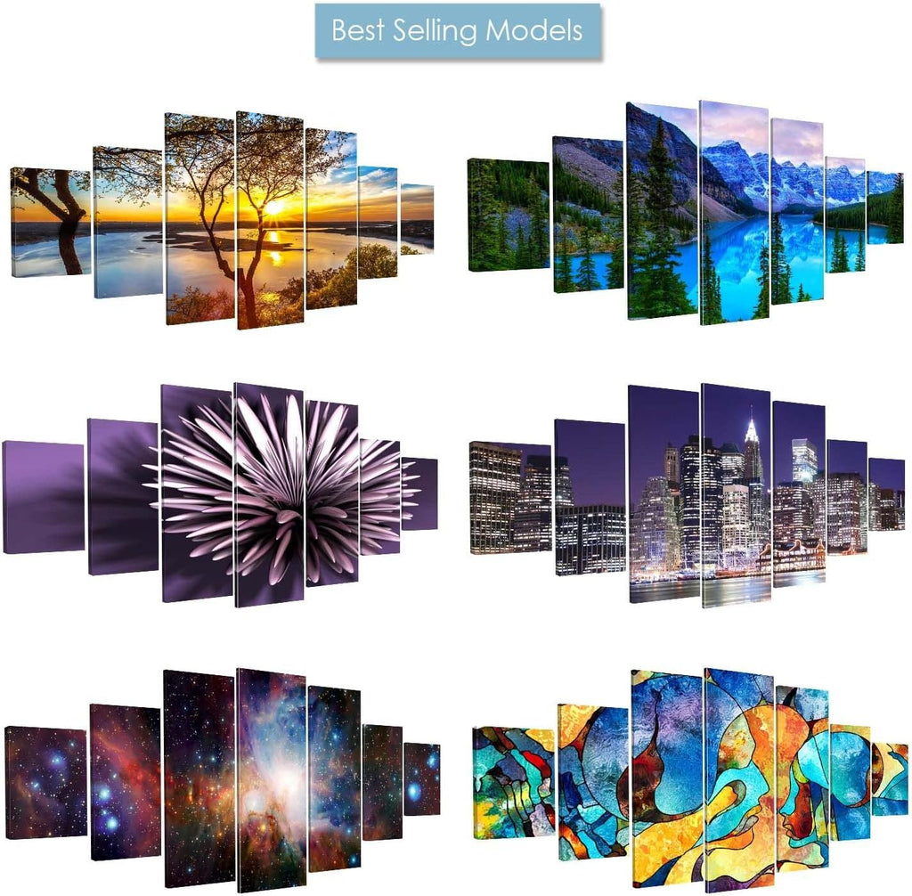 Startonight Huge Canvas Wall Art - Beautiful Bridge On The Beach - USA Large Home Decor - Dual View Surprise Artwork Modern Framed Wall Art Set of 7 Panels Total 40' x 95'