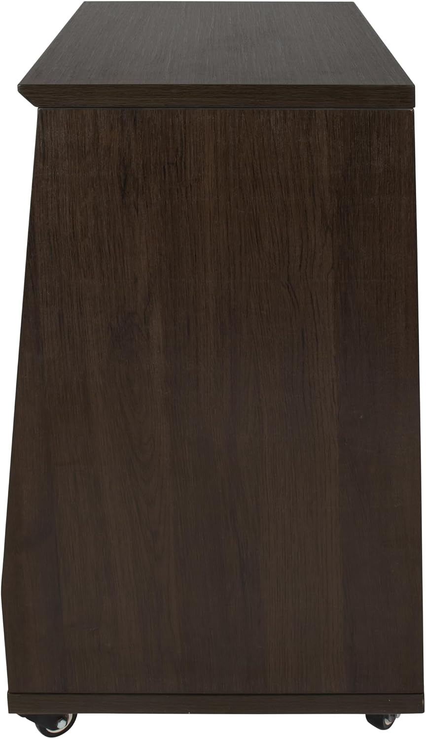 Gator Frameworks Elite Furniture Series 12U Angled Studio Rack with Locking Casters, Dark Walnut Brown Finish (GFW-ELITESTUDIORK12-BRN)